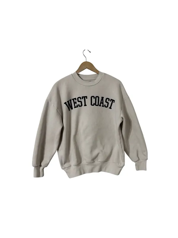 OAK + FORT West Coast Oversized Cotton Beige Pullover Sweatshirt Crew Top - Image 3