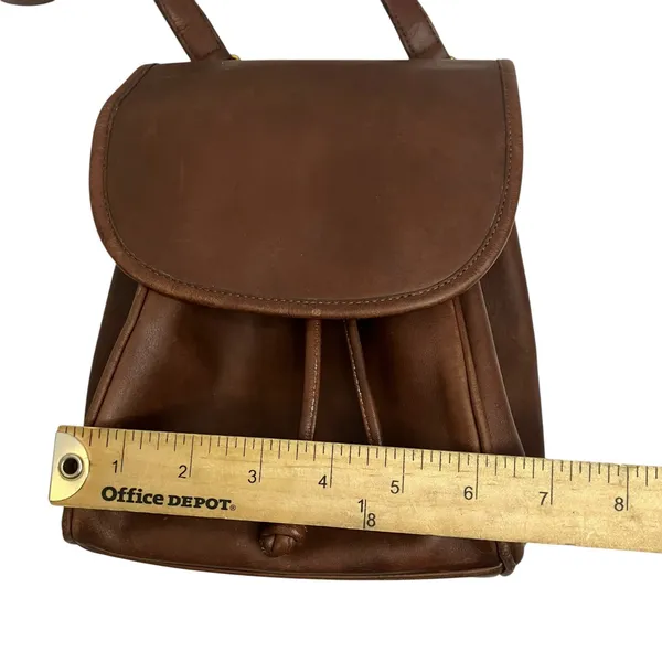 Vintage Coach Flap Drawstring Brown Leather Crossbody - Image 10