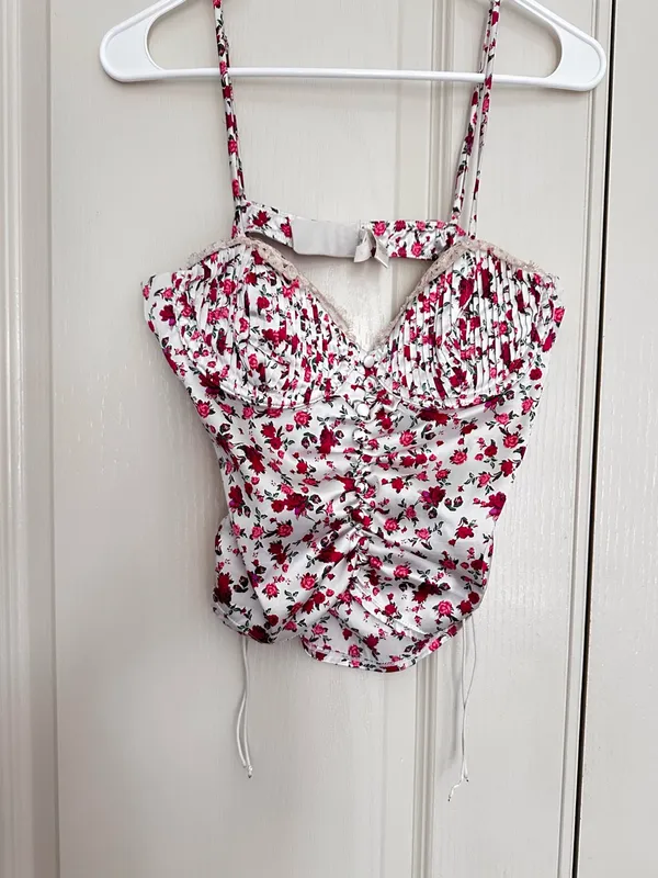 For Love & Lemons Melrose Floral Lace-Trim Bustier Top - Image 4