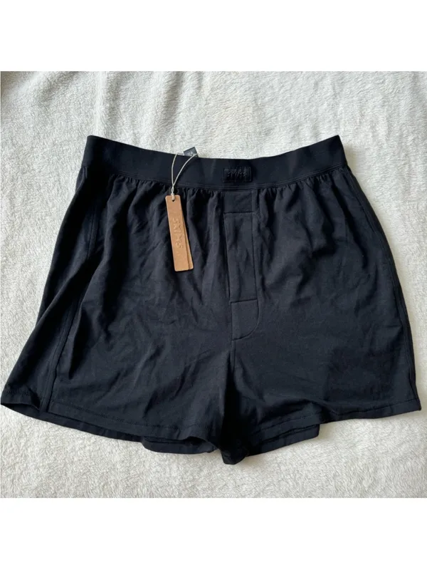SKIMS NWT Boyfriend Loose Fit Boxer Shorts Onyx Black Comfy Lounge Soft Size S - Image 3