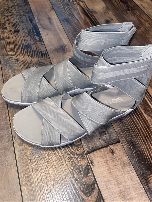 Sorel Light Gray Strappy Wedge Sandals - Image 4