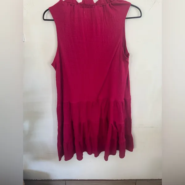 Max Studio Magenta Sleeveless Tiered Cotton Dress - Image 5