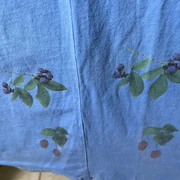 Vintage‎ Johnny Was Blue Fruit Dress Cottagecore Prairie Medium Whimsical Artsy - Image 8
