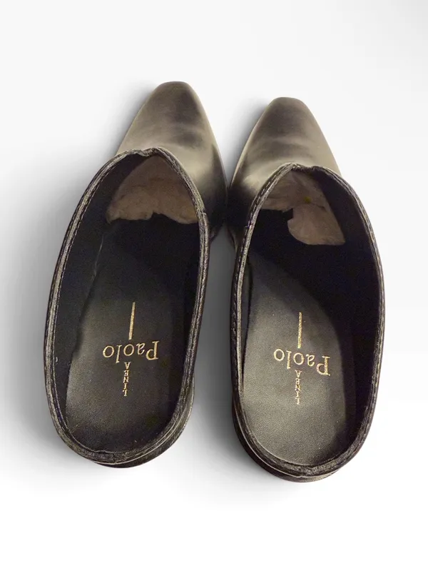 Linea Paola black Leather Slip on Mules Size 7.5M - Image 6