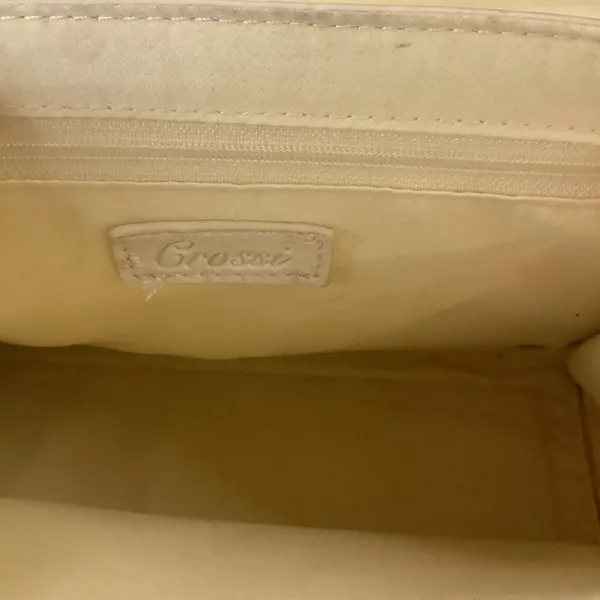 Grossi Ostrich Embossed Satchel Handbag Small Pale Yellow Good Faux‎ Leather - Image 4