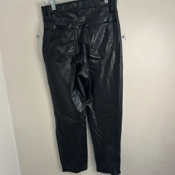 Abercrombie & Fitch Vegan Leather Ankle Straight Ultra High Rise Pants Black 26L - Image 4