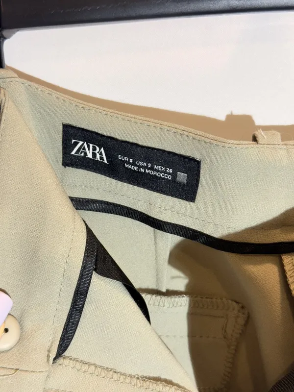 ZARA Mint Green Straight Fit Tailored Trousers Pants Front Pockets Size S - Image 3