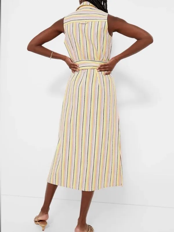 Tuckernuck Pomander Place Rainbow Stripe Sleeveless Riley Dress Medium Preppy - Image 2