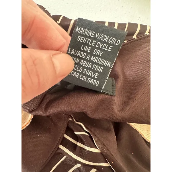 Vintage Alyn Paige Halter Dress 5/6 Brown Striped Party Y2K Babydoll Retro - Image 8