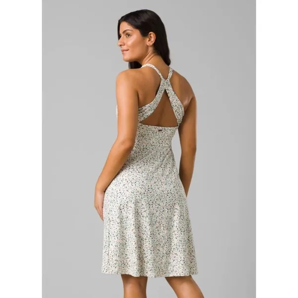 prAna Jewel Lake Dress Women’s L Birch Spots Built-In Bra Pockets Active Midi #7 - Image 8