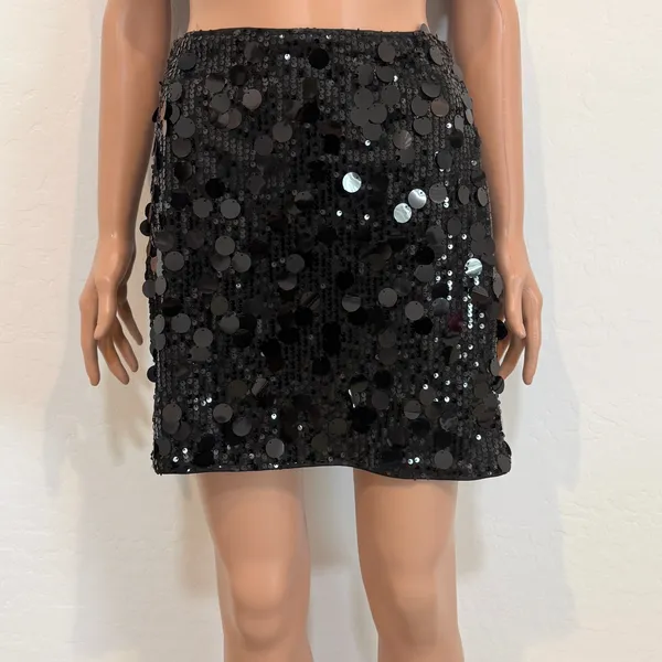 Kate Kasin medium sequin stretch mini skirt bodycon SK 2814 - Image 11
