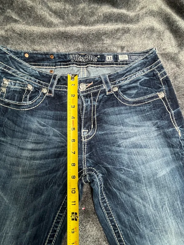 Miss Me Women Size 31 Bootcut Jeans Signature Stitch Medium Wash Flap Pocket Western Y2K - Image 7