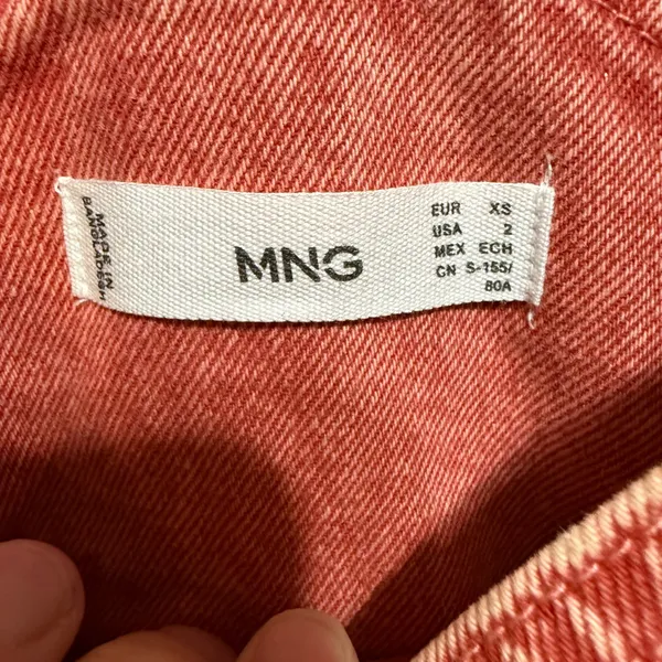 Mango Pocket Denim Pinafore Dress Faded Red/Pink Sz 2 Soft Girl Vibes Y2K‎ Era - Image 7