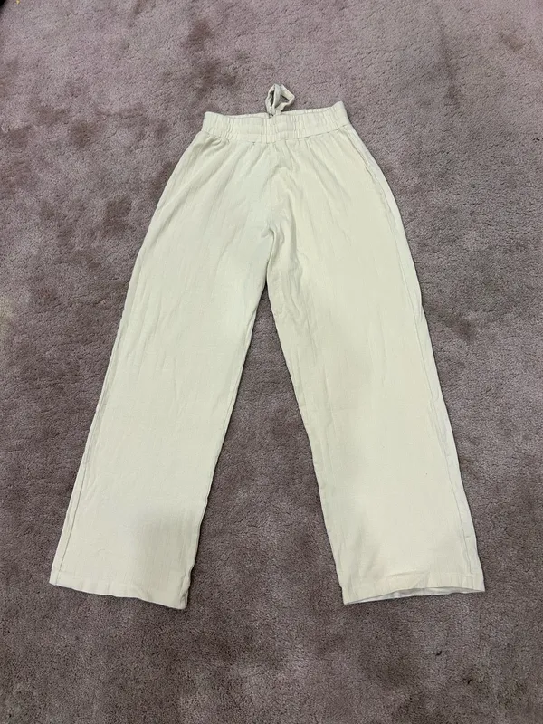 Daily Drills Cream Pointelle Set Baby Tee and wide leg pants - Image 9