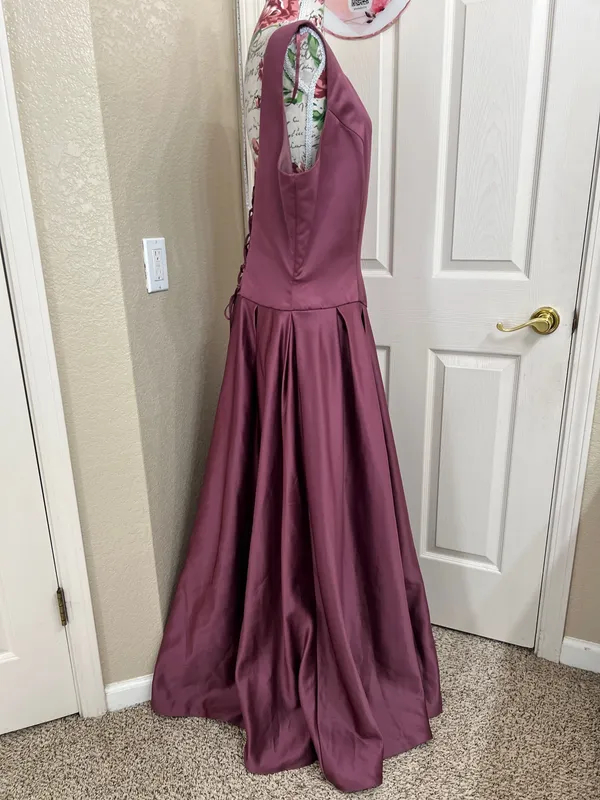 Mary's Bridal Satin A-Line Formal Gown Dress Plum Plus Size 20 NWOT - Image 3