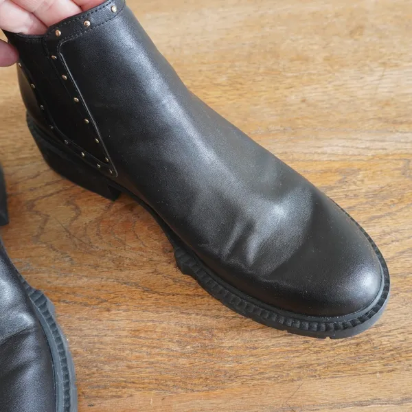 Coach Womens 11B Black Leather Studded Chelsea Lug Sole Ankle Boots‎ City Chic - Image 10