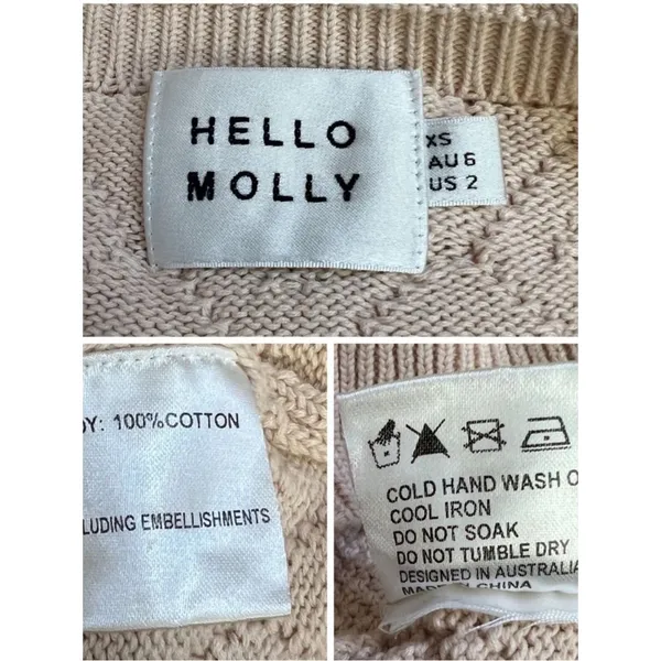 Hello Molly VENUS RETROGRADE KNIT DRESS BEIGE women’s size xs xsmall / size 2 - Image 6