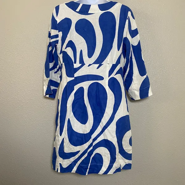 Boden 100% Linen Dress Size 6 Abstract Boho Chic Casual Summer Beach Coastal - Image 2