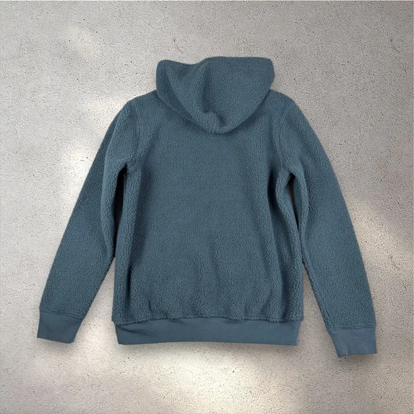 Abercrombie Fitch Sherpa Fleece Hoodie Kids 15/16 Blue Embroidered Winter Casual - Image 2