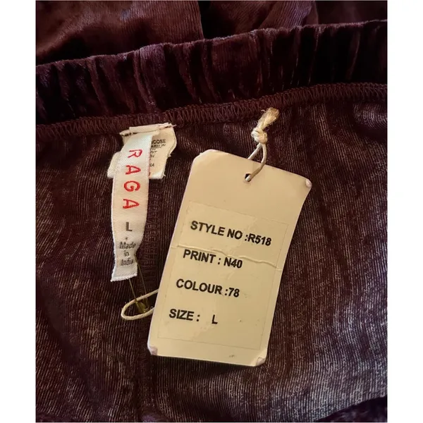 RAGA Wine Nights Dark Maroon Velvet Flare Leg Bell Bottom Pants NWT Large - Image 7