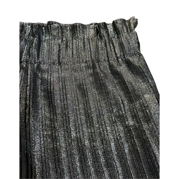Zara Pleated metallic‎ pewter silver skort sz M - Image 6