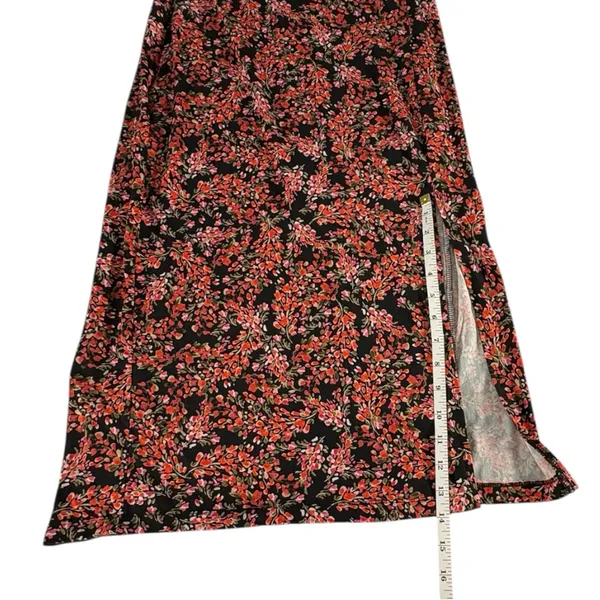 Socialite Floral Midi Dress Womens Medium Dark Romantic Black Side Slit Feminine - Image 8