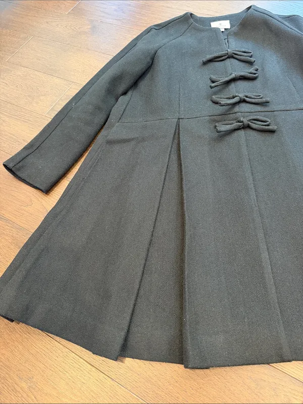 Tuckernuck Black Blair Bow Coat Dress Medium - C11-472 - Image 5
