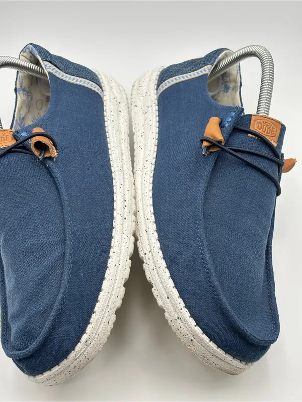 Hey Dude WENDY WASHED Navy Canvas Slip-On Loafers Size 10 - Image 7