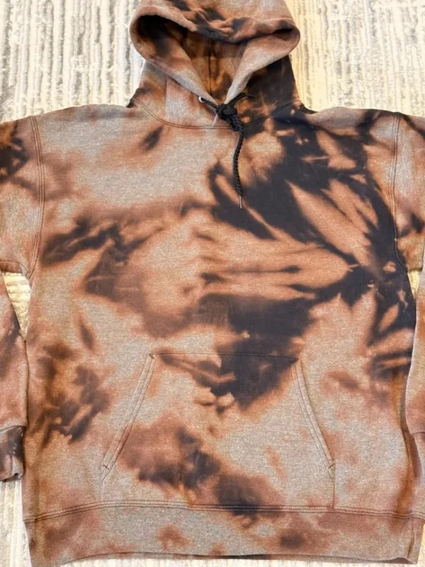 Hanes women's medium brown/black tie-die hoodie sweatshirt - Image 3