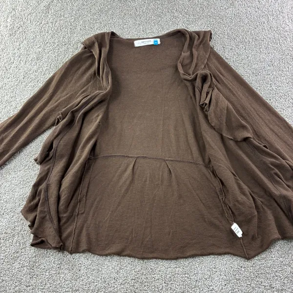 Sparrow Brown‎ Linen Cotton Blend Cardigan Sweater Ruffle Womens M Boho Chic - Image 10