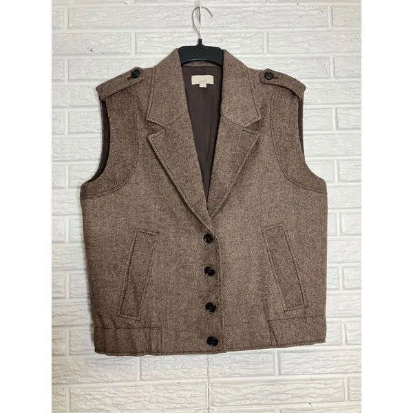 Loft brown Relaxed vest jacket women's size medium dark academia trendy‎ - Image 4