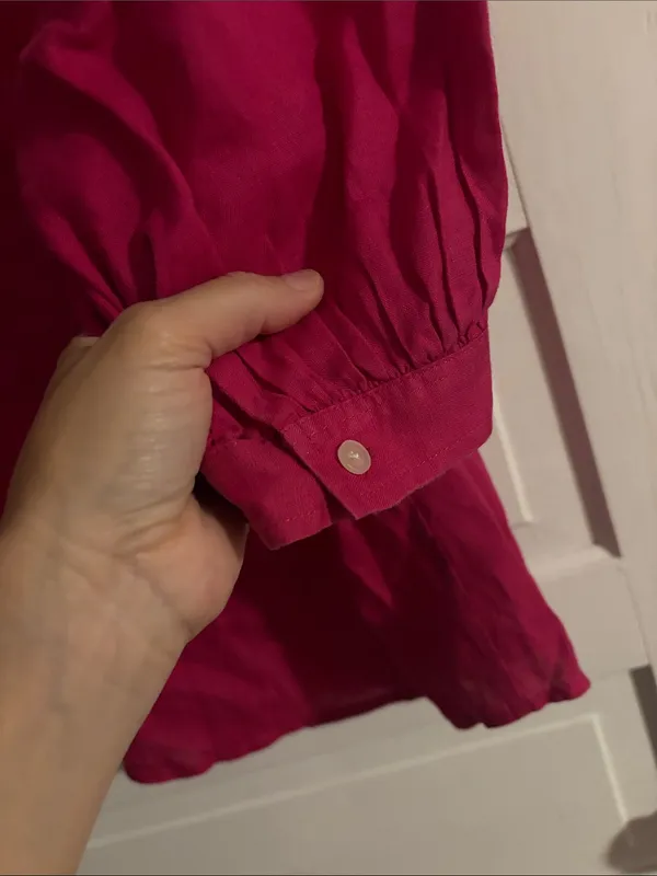 Ralph Lauren Classic Linen Button-Front Women's Shirt - Hot Pink - Image 4