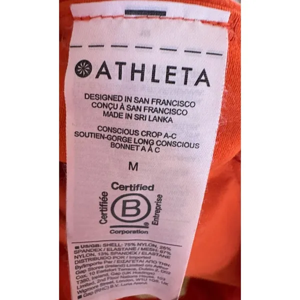 Athleta‎ Women's Activewear Sport Bra Halter Sleeve Orange Medium - Image 5
