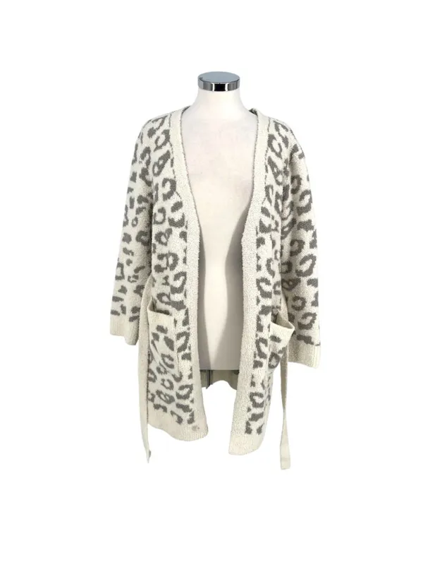 Comfyluxe Leopard Print Luxury Soft Robe Cream Ivory Gray One Size NWT Cozy Core - Image 2