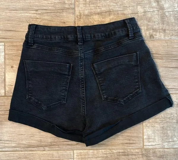 Rewash black denim cuffed shorts - Image 2