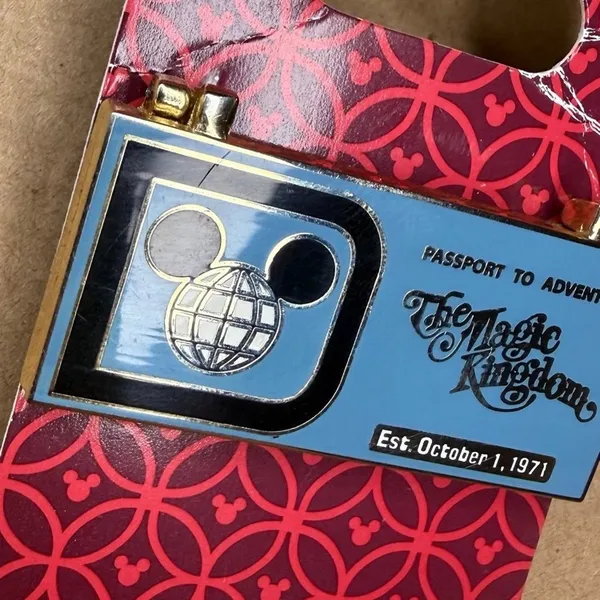 Disney parks hinged magic kingdom passport to adventure ticket book trading pin - Image 5