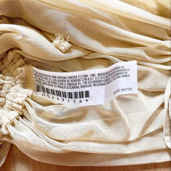 NWT Forever 21 Tan sheer ruched side tie Adjustable crop top Shirt Sz Med - Image 5