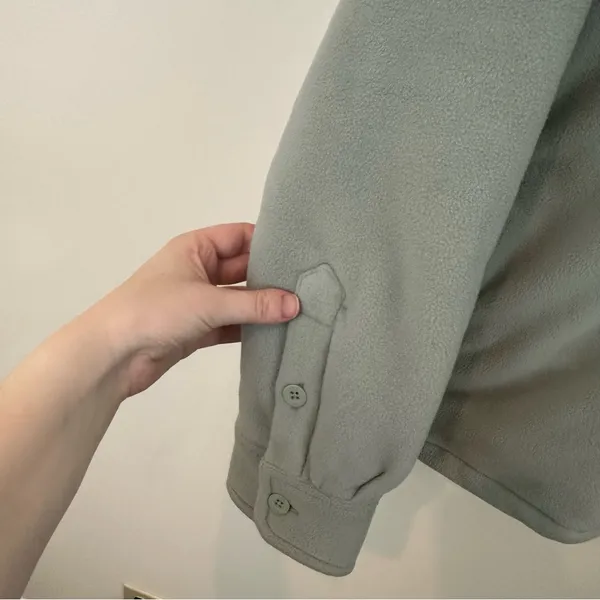 Aritzia TNA Cozy Fleece Boyfriend Shirt Shacket Jacket Sage Green 1 (XS) - Image 3