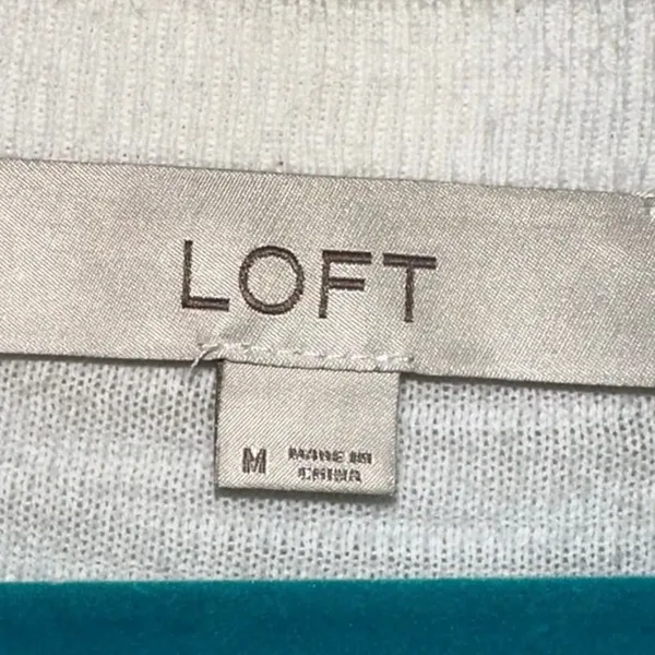 LOFT White Cotton‎ Split Neck Medium Lightweight Knit Top - Image 4