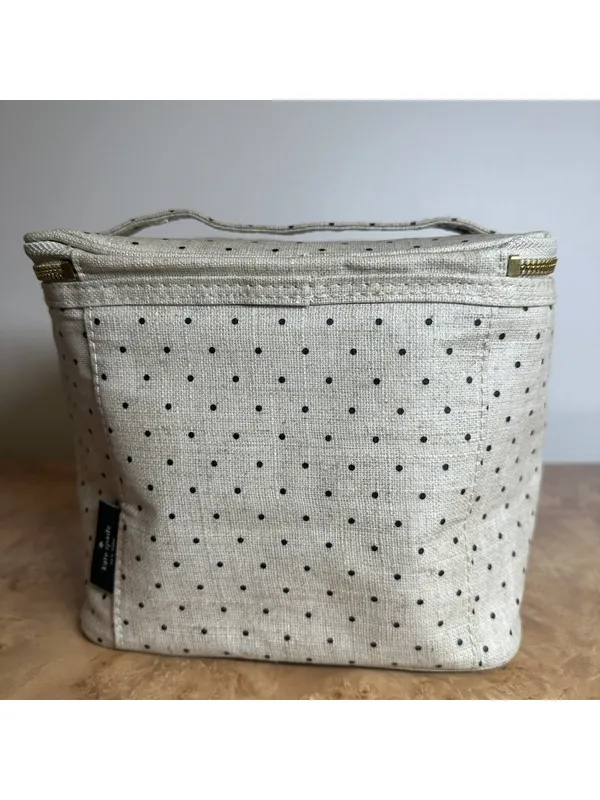 Kate Spade New York "Out To Lunch" Insulated Lunch Box Beige Black Polka Dot - Image 3