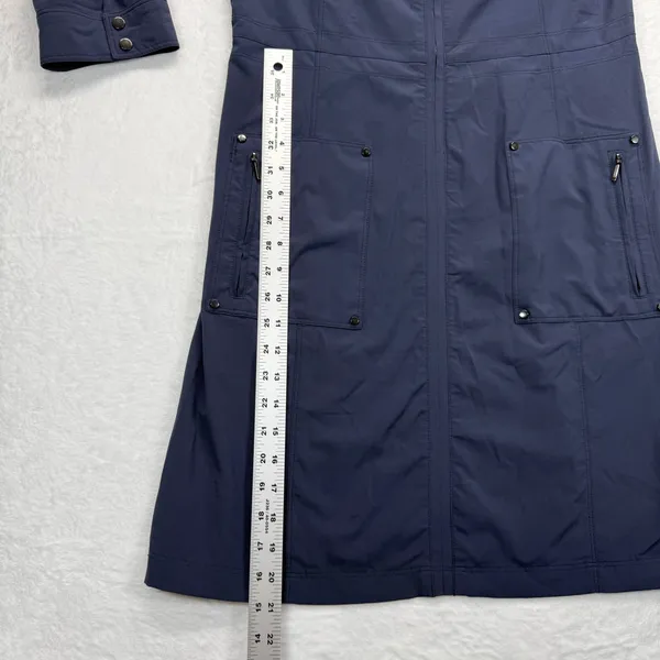 Zenergy by Chico's Trench Coat Lightweight Full Zip Jacket Blue Size‎ S READ - Image 4