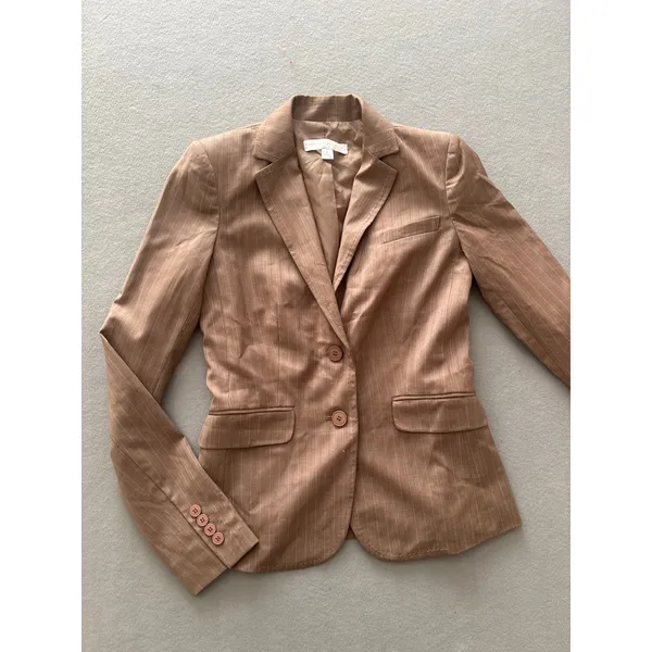 New York & Company Pant Suit Size 0 Tall Brown Pinstripe Blazer Trousers Set - Image 16