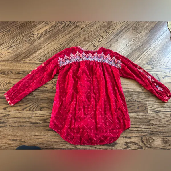 Johnny Was Long Sleeve Tunic Lightweight Red Embroidered Large V Neck Floral - Image 7