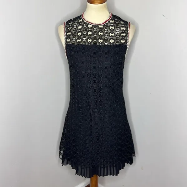 Sandro Lace Crochet Embroidered Franck‎ Mini Dress Sleeveless Ruffle Pleated Hem - Image 2