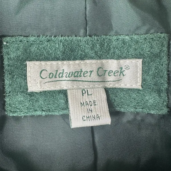 Coldwater Creek Emerald Green Suede Leather Jacket Petite Large Floral Buttons - Image 5
