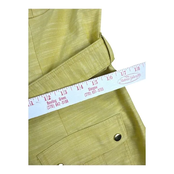 Sharagano Women Laurel Leaf Yellow Zip Front Safari Belted Dress Size 10 Utility - Image 3
