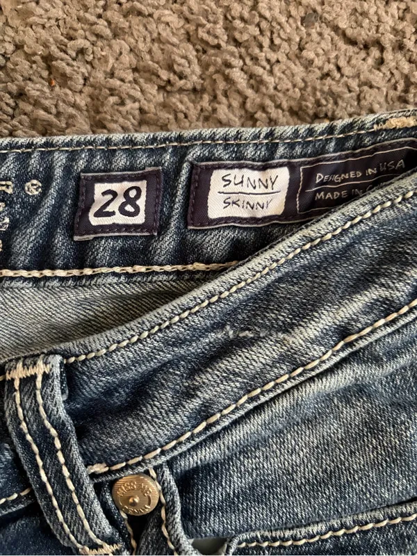 Miss Me Sunny Skinny Jeans 29 Medium Wash Distressed Western Rock Grunge Y2K 90s - Image 3