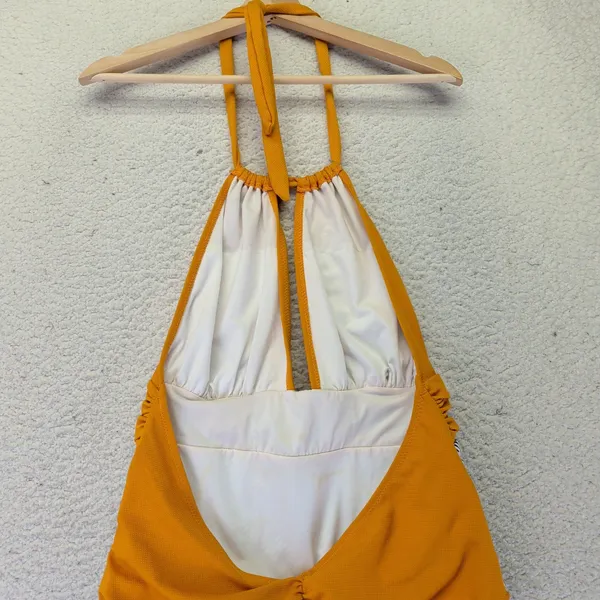 Cupshe Mustard Yellow Striped Halter One Piece Swimsuit XL AB31084M‎ NEW - Image 9