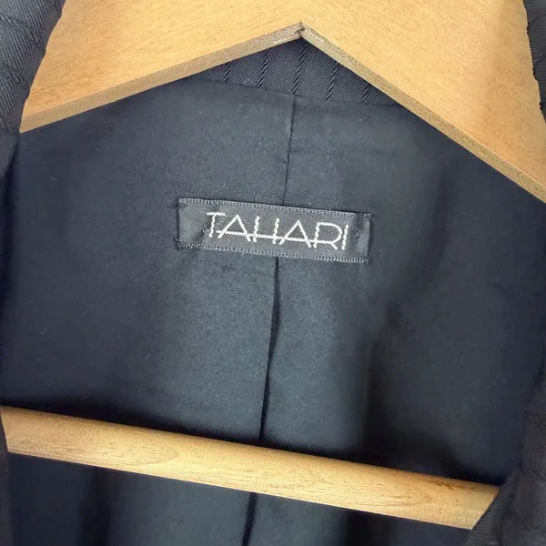 Tahari Black Pinstripe Suit Jacket Blazer Small Business Office Career Classic‎ - Image 6