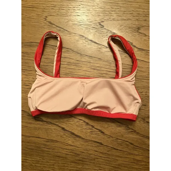 Women’s Bikini Swim Top Red/Pink Solid Lined Strap Size XS Regular - Image 3